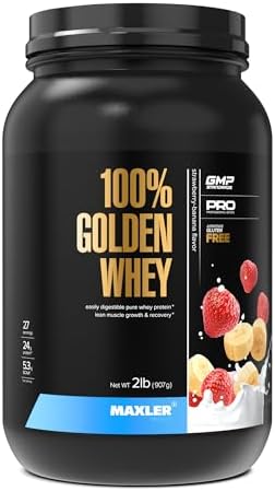 Maxler 100  Golden Whey Protein   24g of Protein per Serving   Whey Protein Powder for Pre Post Workout   Fast Absorbing Whey Concentrate  Isolate & Hydrolysate Blend   Vanilla Ice Cream 5 lb