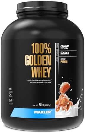 Maxler 100  Golden Whey Protein   24g of Protein per Serving   Whey Protein Powder for Pre Post Workout   Fast Absorbing Whey Concentrate  Isolate & Hydrolysate Blend   Vanilla Ice Cream 5 lb