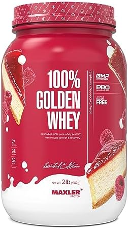 Maxler 100  Golden Whey Protein   24g of Protein per Serving   Whey Protein Powder for Pre Post Workout   Fast Absorbing Whey Concentrate  Isolate & Hydrolysate Blend   Vanilla Ice Cream 5 lb