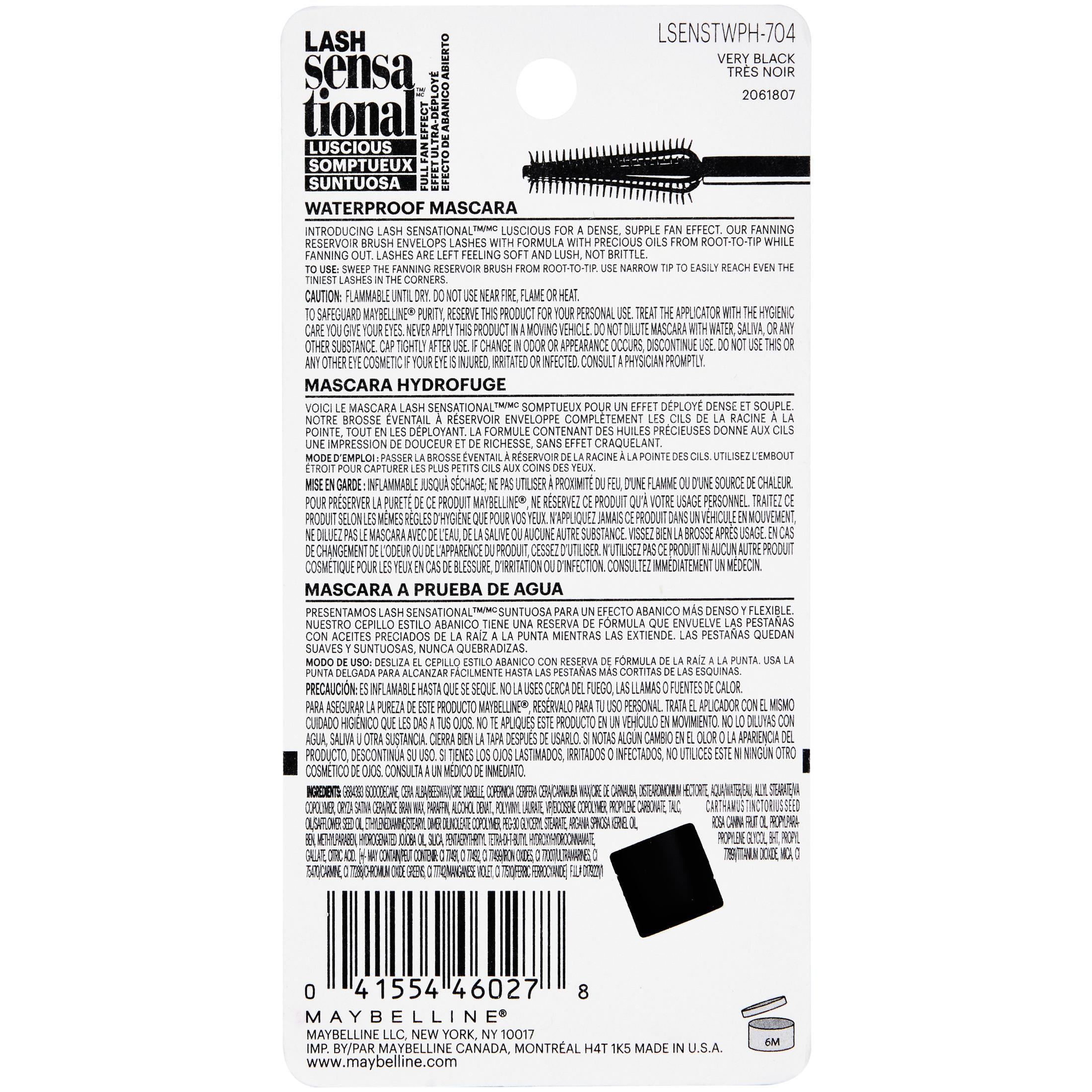Maybelline Lash Sensational Luscious Waterproof Mascara  Very Black