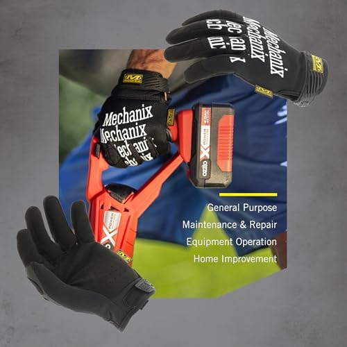 Mechanix Wear Guantes de trabajo originales - Guantes de trabajo multiusos para exteriores - Ajuste seguro - Duraderos y lavables a máquina - Transpirables y cómodos - Talla S - Negro