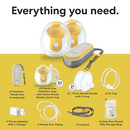 Medela Freestyle Hands Free Double Electric Breast Pump with Wearable Cups  Rechargeable Battery  App Connectivity  Portable and Discreet Design