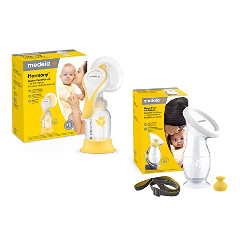 Medela Manual Breast Pump Set   Perfect Pair Bundle  Includes Harmony Manual Breast Pump & Silicone Breastmilk Collector