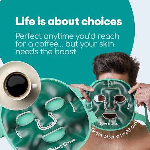 Medi Grade Cooling Gel Face Mask with 1 Lycra Fabric Mask and Storage Pouch   Soothing Gel Face Mask for Dark Circles and Puffiness   Cold Full Face Gel Mask Relaxation