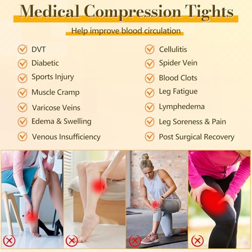 Medical Compression Pantyhose for Women Men 20 30 mmHg Graduated Compression Tights Closed Toe Compression Stockings Support Hose High Waist Compression Leggings for Varicose Veins Edema