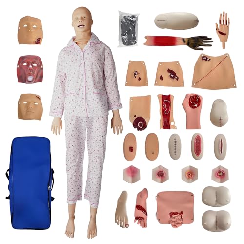 Medical Mannequin for Training  Multifunctional Patient Care Skills Training Manikin with 4 Decubitus Care Module & 8 Trauma Module & 16 Advanced Trauma Module for Nursing Teaching Education  Trauma 