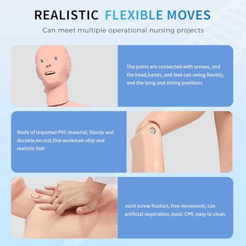 Medical Mannequin for Training  Multifunctional Patient Care Skills Training Manikin with 4 Decubitus Care Module & 8 Trauma Module & 16 Advanced Trauma Module for Nursing Teaching Education  Trauma 