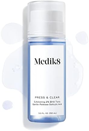 Medik8 Press and Clear   Clarifying Facial Tonic   Exfoliating BHA Face Toner for Women and Men   Gentle Release Salicylic Acid Face Tonic   5 oz