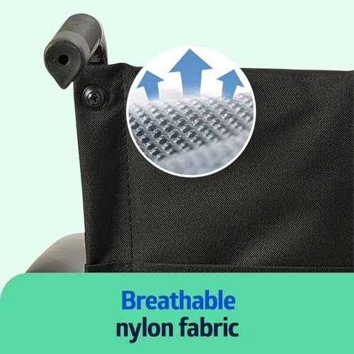 Medline Comfortable Folding Wheelchair with Swing Back  Desk Length Arms and Elevating Footrests  18 W x 16 D Seat