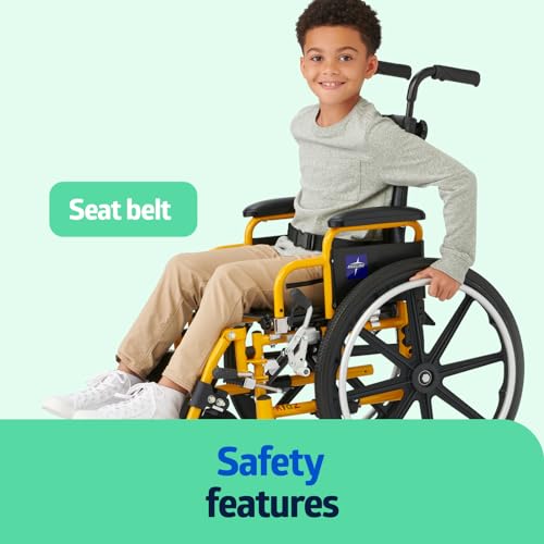 Medline Pediatric Wheelchair for Children   Promoting Comfort and Mobility  14 W x 12 D Seat