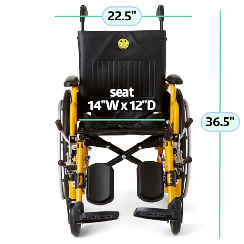 Medline Pediatric Wheelchair for Children   Promoting Comfort and Mobility  14 W x 12 D Seat