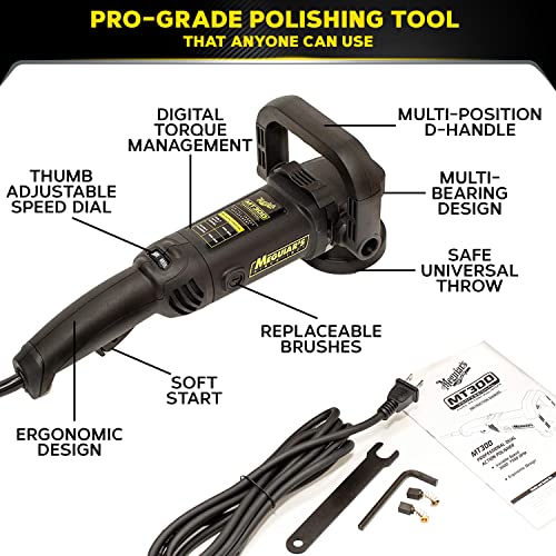 Meguiars MT300 Variable Speed Dual Action Polisher  Professionally Designed Car Scratch Remover and Car Polisher with Digital Torque Management  1 Count