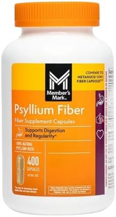 Member's Mark - Cápsulas de fibra de cáscara de psyllium 100% natural, salud digestiva, 400 unidades (paquete de 1)