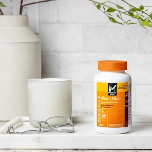 Member's Mark - Cápsulas de fibra de cáscara de psyllium 100% natural, salud digestiva, 400 unidades (paquete de 1)