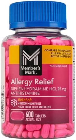 Member's Mark 25 mg Alergia a difenhidramina (600 unidades)