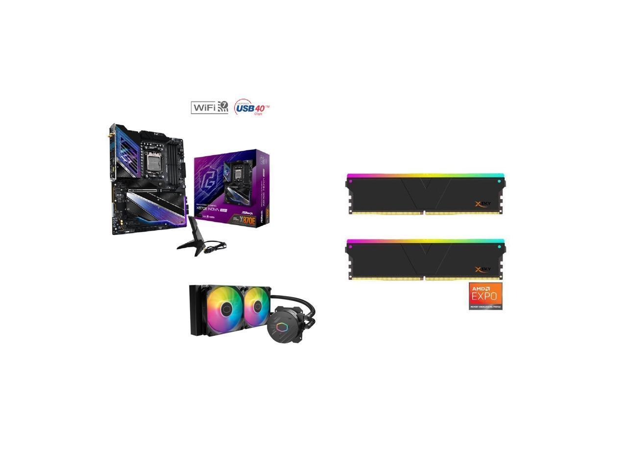 Memory Motherboard Combo    ASRock X870E Nova WiFi Bundle with   V color TMXSAL1664832KWK DDR5 6400 32GB RGB kit   Cooler Master AIO