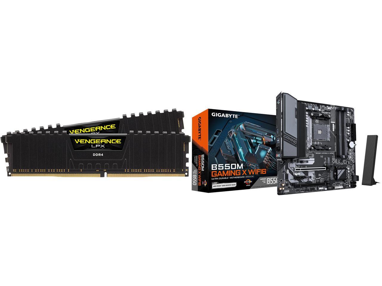 Memory Motherboard Combo    Corsair CMK32GX4M2E3200C16 Bundle with  GIGABYTE B550M GAMING X WIFI6