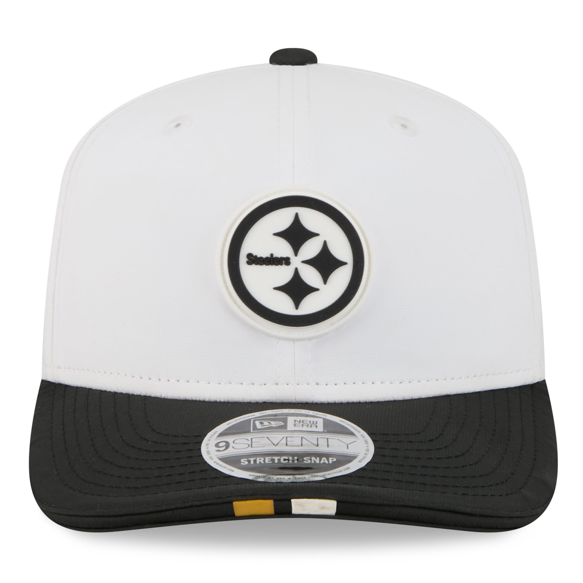 Men s New Era  White/Black Pittsburgh Steelers 2025 NFL Training Camp 9SEVENTY Adjustable Hat