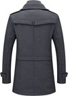 Men s Thermal Single Breasted Wool Blend Coat Business Peacoat Detachable Zipper