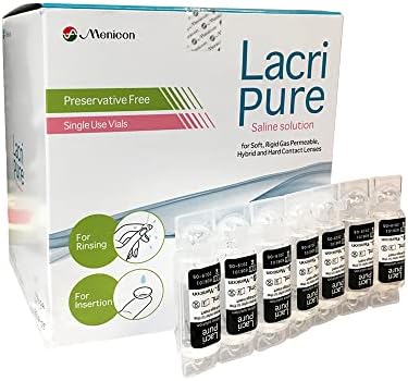 Menicon LacriPure Saline Contact Lens Solution  for Lens Rinse & Insertion  98 Vials  5ml