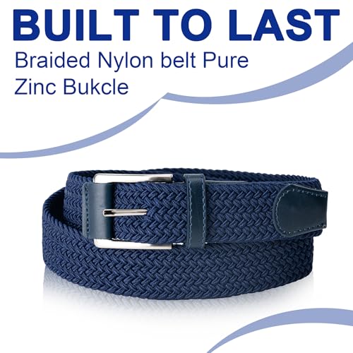 Mens Belt  Canvas Elastic Fabric Woven Stretch Multicolored Braided Belts for Golf Casual Pants Shirts Jeans