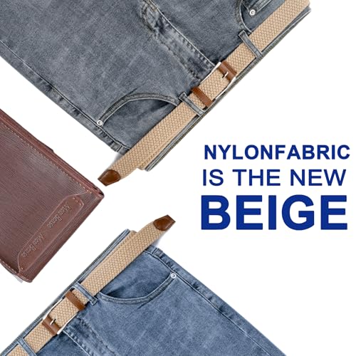 Mens Belt  Canvas Elastic Fabric Woven Stretch Multicolored Braided Belts for Golf Casual Pants Shirts Jeans