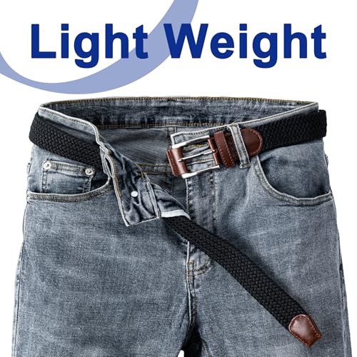Mens Belt  Canvas Elastic Fabric Woven Stretch Multicolored Braided Belts for Golf Casual Pants Shirts Jeans
