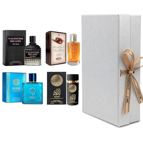 Mens Cologne Gift Set 4 x 3 4 FL oz Luxury perfume with Premium Presentation Box Perfect Valentines Day Gift Him Long Lasting Fragrance ValentiMilaM&ChocoMu50&verseAd&AZADB 