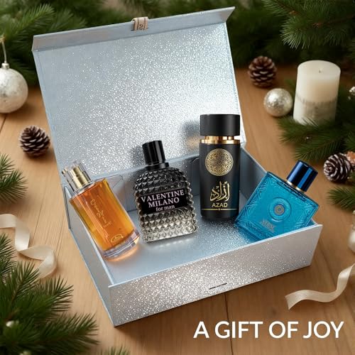 Mens Cologne Gift Set 4 x 3 4 FL oz Luxury perfume with Premium Presentation Box Perfect Valentines Day Gift Him Long Lasting Fragrance ValentiMilaM&ChocoMu50&verseAd&AZADB 
