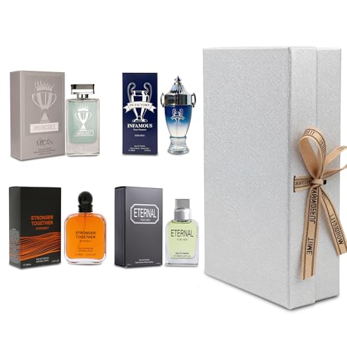 Mens Cologne Gift Set 4 x 3 4 FL oz Luxury perfume with Premium Presentation Box Perfect Valentines Day Gift Him Long Lasting Fragrance ValentiMilaM&ChocoMu50&verseAd&AZADB 