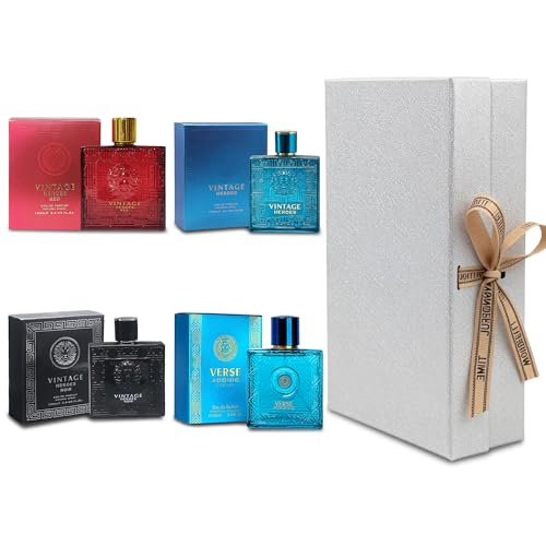 Mens Cologne Gift Set 4 x 3 4 FL oz Luxury perfume with Premium Presentation Box Perfect Valentines Day Gift Him Long Lasting Fragrance ValentiMilaM&ChocoMu50&verseAd&AZADB 