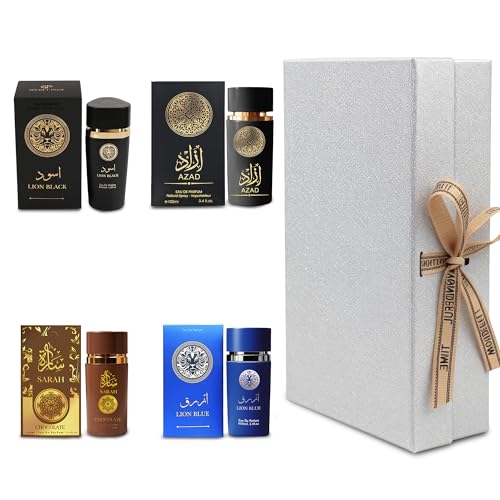 Mens Cologne Gift Set 4 x 3 4 FL oz Luxury perfume with Premium Presentation Box Perfect Valentines Day Gift Him Long Lasting Fragrance ValentiMilaM&ChocoMu50&verseAd&AZADB 