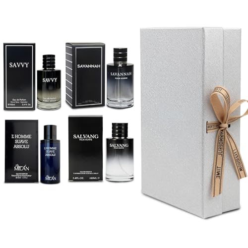 Mens Cologne Gift Set 4 x 3 4 FL oz Luxury perfume with Premium Presentation Box Perfect Valentines Day Gift Him Long Lasting Fragrance ValentiMilaM&ChocoMu50&verseAd&AZADB 