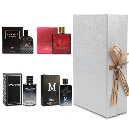 Mens Cologne Gift Set 4 x 3 4 FL oz Luxury perfume with Premium Presentation Box Perfect Valentines Day Gift Him Long Lasting Fragrance ValentiMilaM&ChocoMu50&verseAd&AZADB 