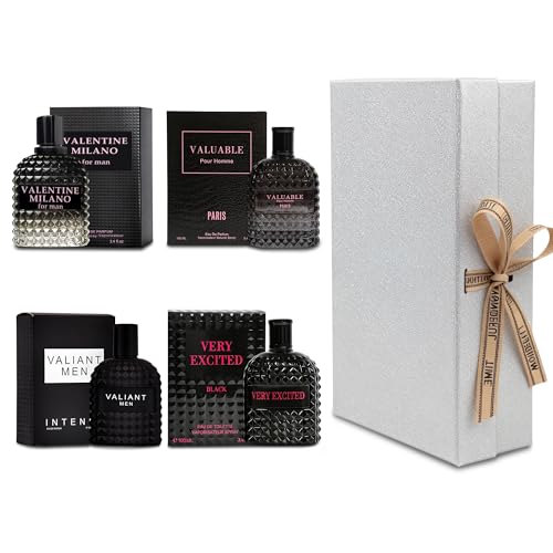 Mens Cologne Gift Set 4 x 3 4 FL oz Luxury perfume with Premium Presentation Box Perfect Valentines Day Gift Him Long Lasting Fragrance ValentiMilaM&ChocoMu50&verseAd&AZADB 