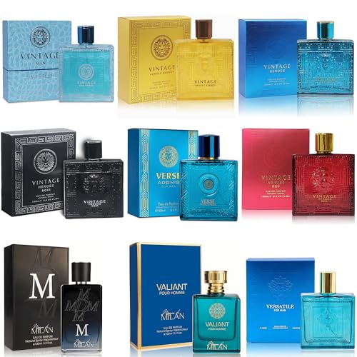 Mens Cologne Sampler Set  100ml Each 9PCS    Luxury Fragrance Variety Pack for Men   Woodsy  Citrus  Spicy & Fresh Scents   Gift Ready Collection Combo Set B1 