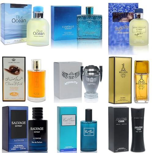 Mens Cologne Sampler Set  100ml Each 9PCS    Luxury Fragrance Variety Pack for Men   Woodsy  Citrus  Spicy & Fresh Scents   Gift Ready Collection Combo Set B1 