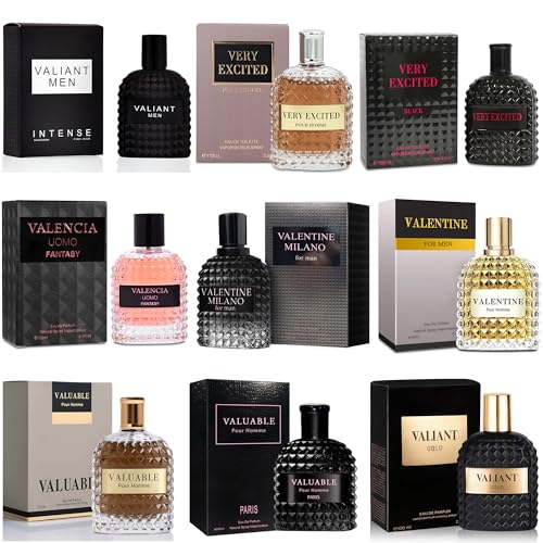 Mens Cologne Sampler Set  100ml Each 9PCS    Luxury Fragrance Variety Pack for Men   Woodsy  Citrus  Spicy & Fresh Scents   Gift Ready Collection Combo Set B1 