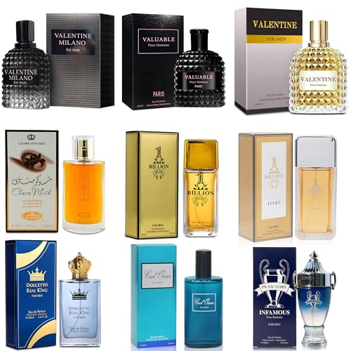Mens Cologne Sampler Set  100ml Each 9PCS    Luxury Fragrance Variety Pack for Men   Woodsy  Citrus  Spicy & Fresh Scents   Gift Ready Collection Combo Set B1 