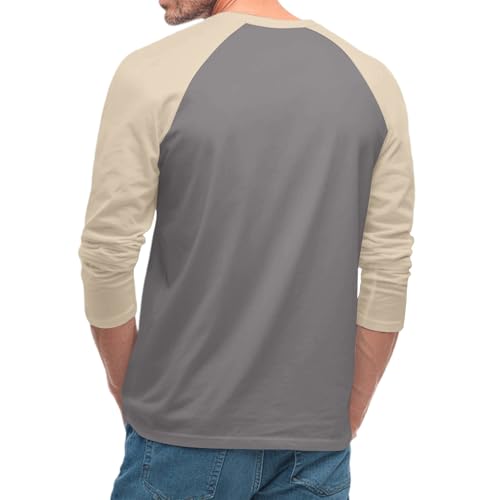 Mens Comfortable 3/4 Sleeve Shirts Classic Crewneck Raglan Tops Fall Big and Tall Shirt Color Blocked Clothes
