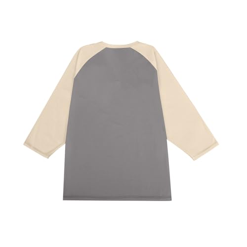 Mens Comfortable 3/4 Sleeve Shirts Classic Crewneck Raglan Tops Fall Big and Tall Shirt Color Blocked Clothes