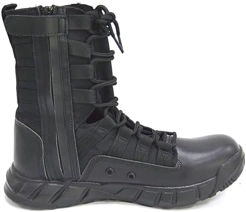 Mens Leather High Top Lace Up Military Tactical Boots With Side Zipper Lightweight Non Slip Rubber Outsole Desert Combat Boots For Backpacking Travel Army Jungle Hunting