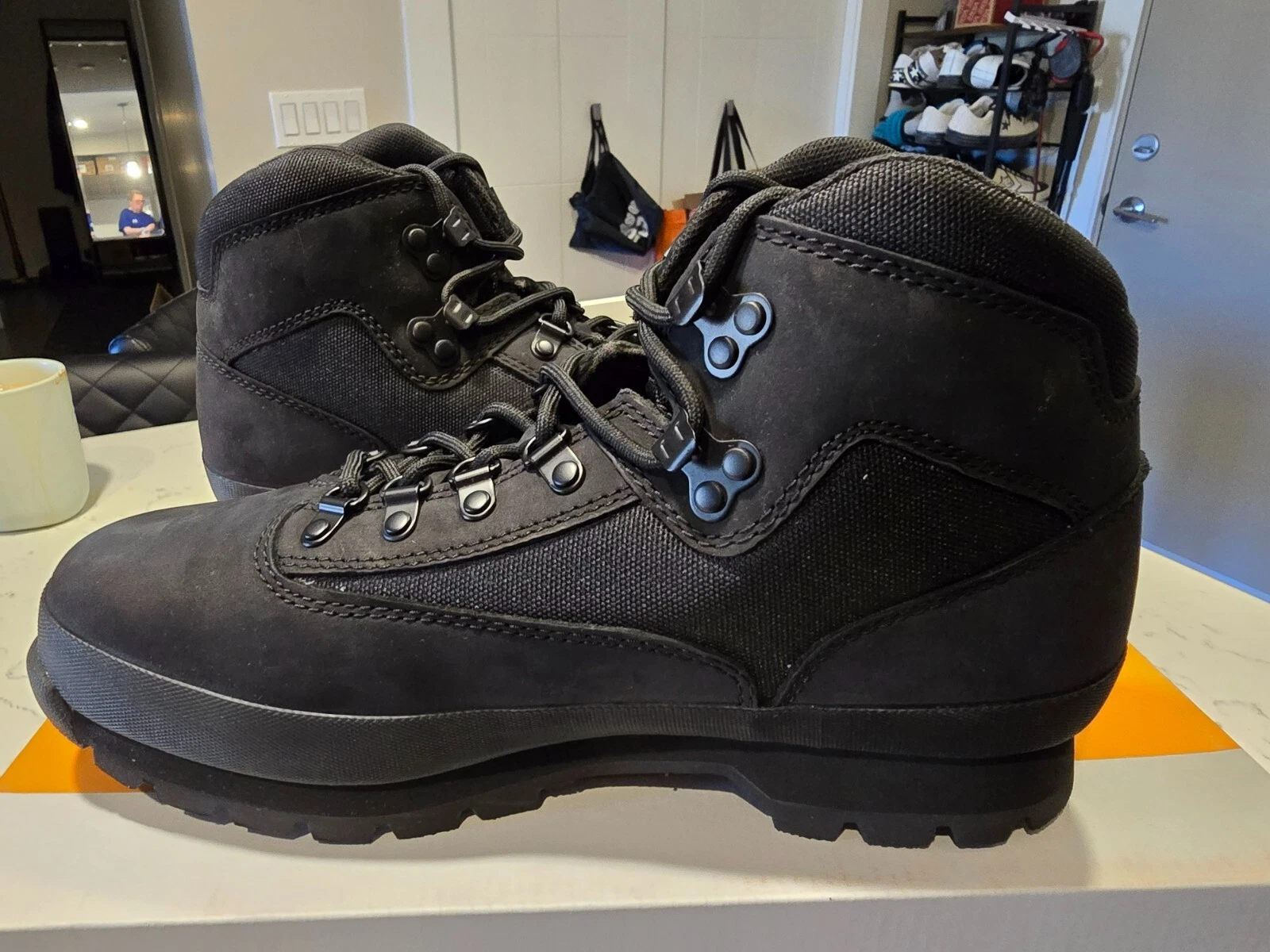 Mens Timberland Euro Hiker Lace up Boot   Black Nubuck  Size 10 US TB0A28A2W05