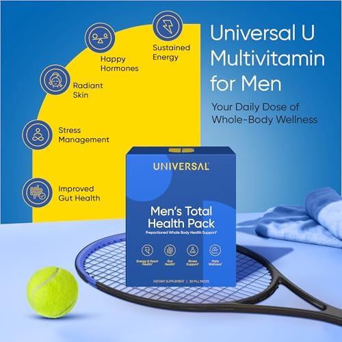 Mens Total Health Daily Vitamin Packs   22 Essential Minerals & Vitamins for Men  All in One Multivitamin Supplement for Energy  Stress Support  Heart  Gut Health with Krill Oil  Adaptogens   30 Pack