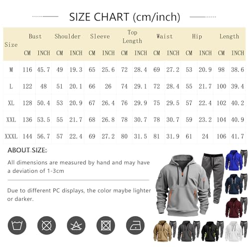 Mens Winter Fleece Multi Pocket Zipper Sweatshirt 2 Piece Set Personalized Sweatpants Casual Sweatsuits Hoodie