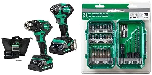 Metabo HPT 18V MultiVolt Cordless Brushless Driver Drill & Impact Driver Combo Kit  Power Tool Kit  2 Lithium Ion Metabo HPT Batteries and Charger  High Torque  Compact Lightweight Design  KC18DEXQB