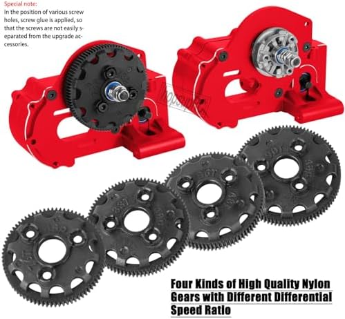 Metal Magnum 272R Assembled Transmission Upgrades Part for 1/10 Slash/Rustler/Stampede/Bandit 2WD VXL  Gearbox Transmission Bundle with Tooth Spur Gear Hops Up  #9495 Red 