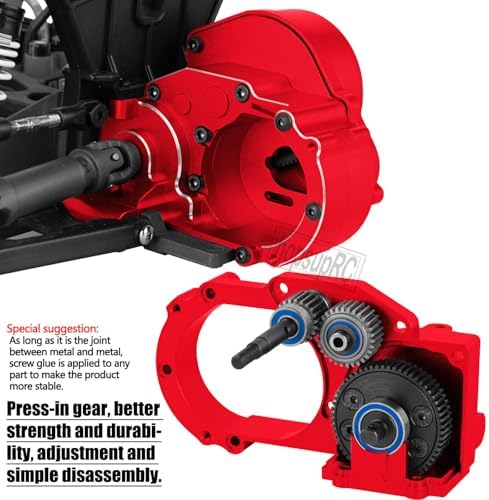 Metal Magnum 272R Assembled Transmission Upgrades Part for 1/10 Slash/Rustler/Stampede/Bandit 2WD VXL  Gearbox Transmission Bundle with Tooth Spur Gear Hops Up  #9495 Red 