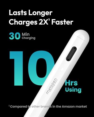 Metapen A8 iPad Pencil for Apple iPad 2018 2025  4Min Fast Charge Magnetic Attachment Stylus Pen for iPad 11/10/9/8/7/6th Gen  iPad Accessories for Pro 12 9/11/13 inch M4  Air 3/4/5/M2/M3  Mini 5/6th