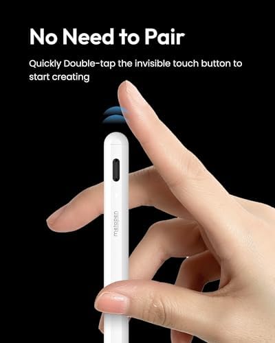 Metapen A8 iPad Pencil for Apple iPad 2018 2025  4Min Fast Charge Magnetic Attachment Stylus Pen for iPad 11/10/9/8/7/6th Gen  iPad Accessories for Pro 12 9/11/13 inch M4  Air 3/4/5/M2/M3  Mini 5/6th